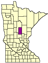 Map showing location of Crow Wing County within Minnesota